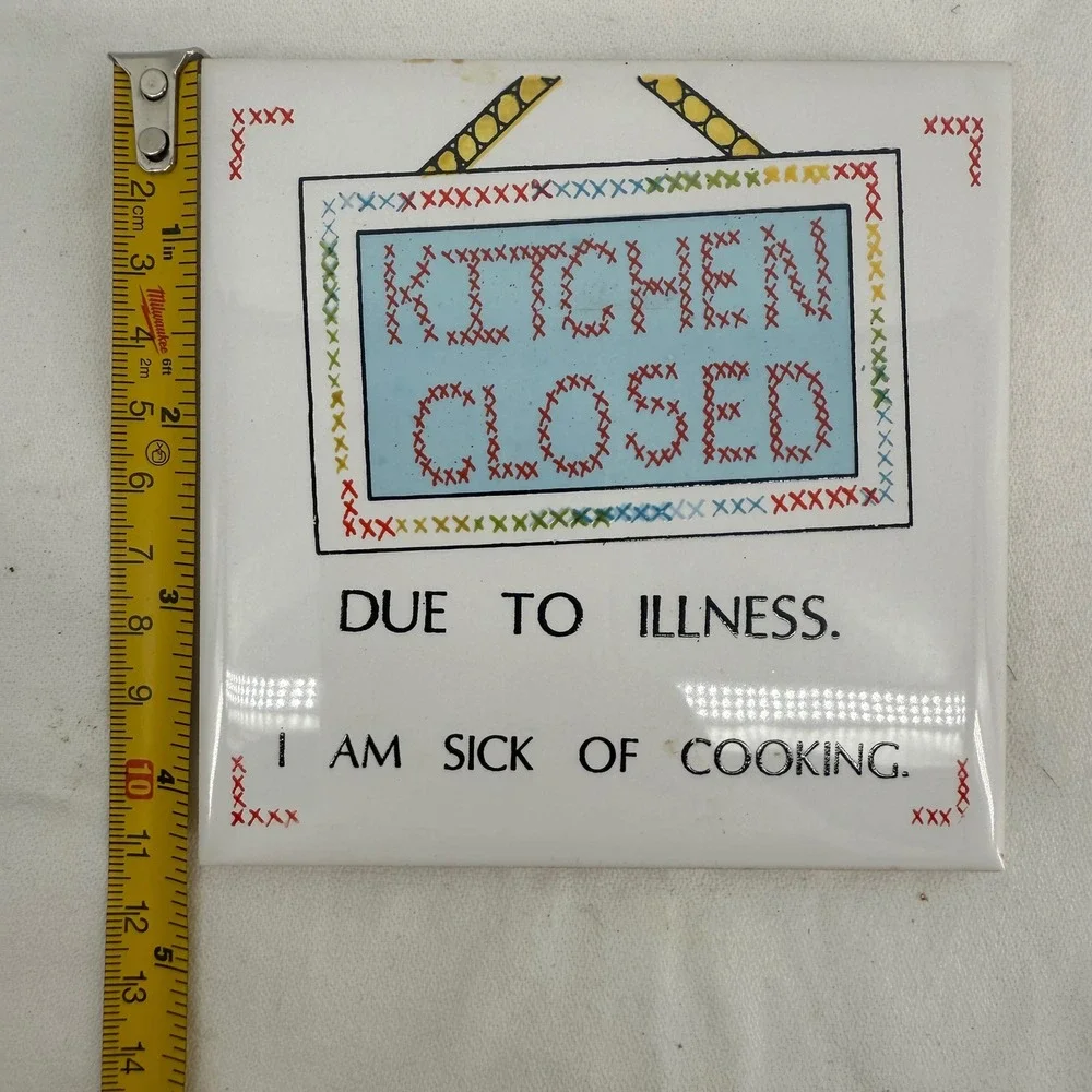 Vintage 1985 House of Lloyd Kitchen Trivet Set of 4 Cross‎ Stitch Ceramic